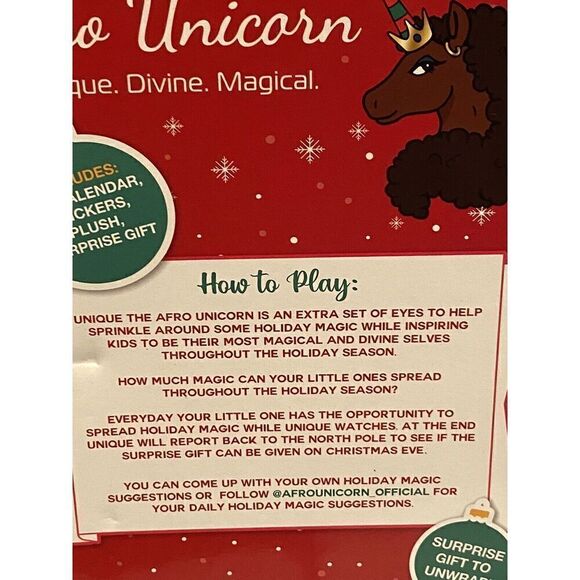 Afro Unicorn Holiday Plush Set – Stuffed Unicorn Toy Christmas 4-Piece Gift Set - Picture 9 of 16